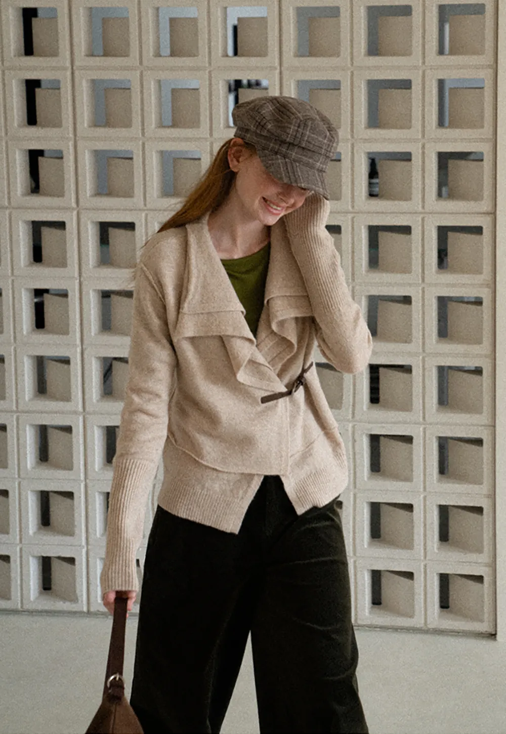 Asymmetrical Wrap Front Ribbed Knit Sweater