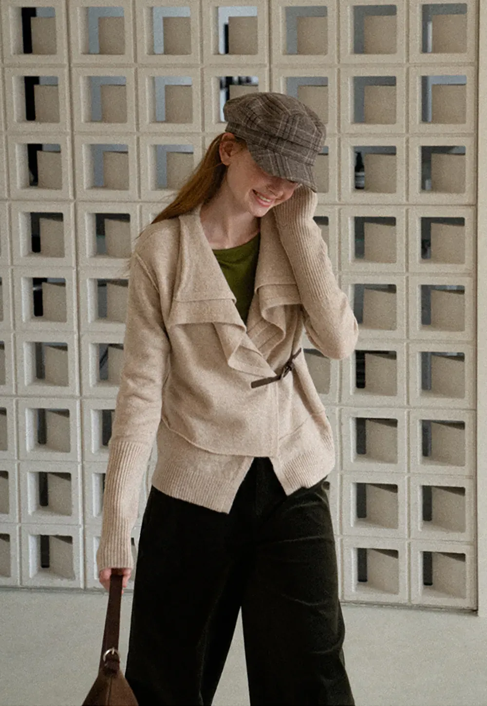 Asymmetrical Wrap Front Ribbed Knit Sweater
