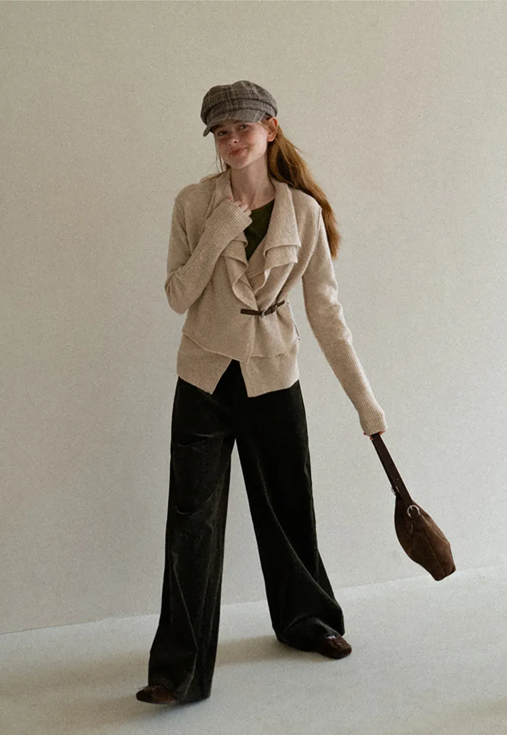 Asymmetrical Wrap Front Ribbed Knit Sweater
