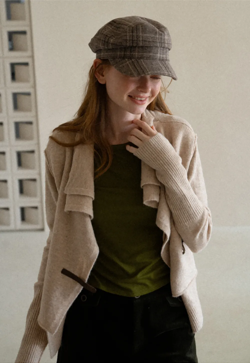 Asymmetrical Wrap Front Ribbed Knit Sweater