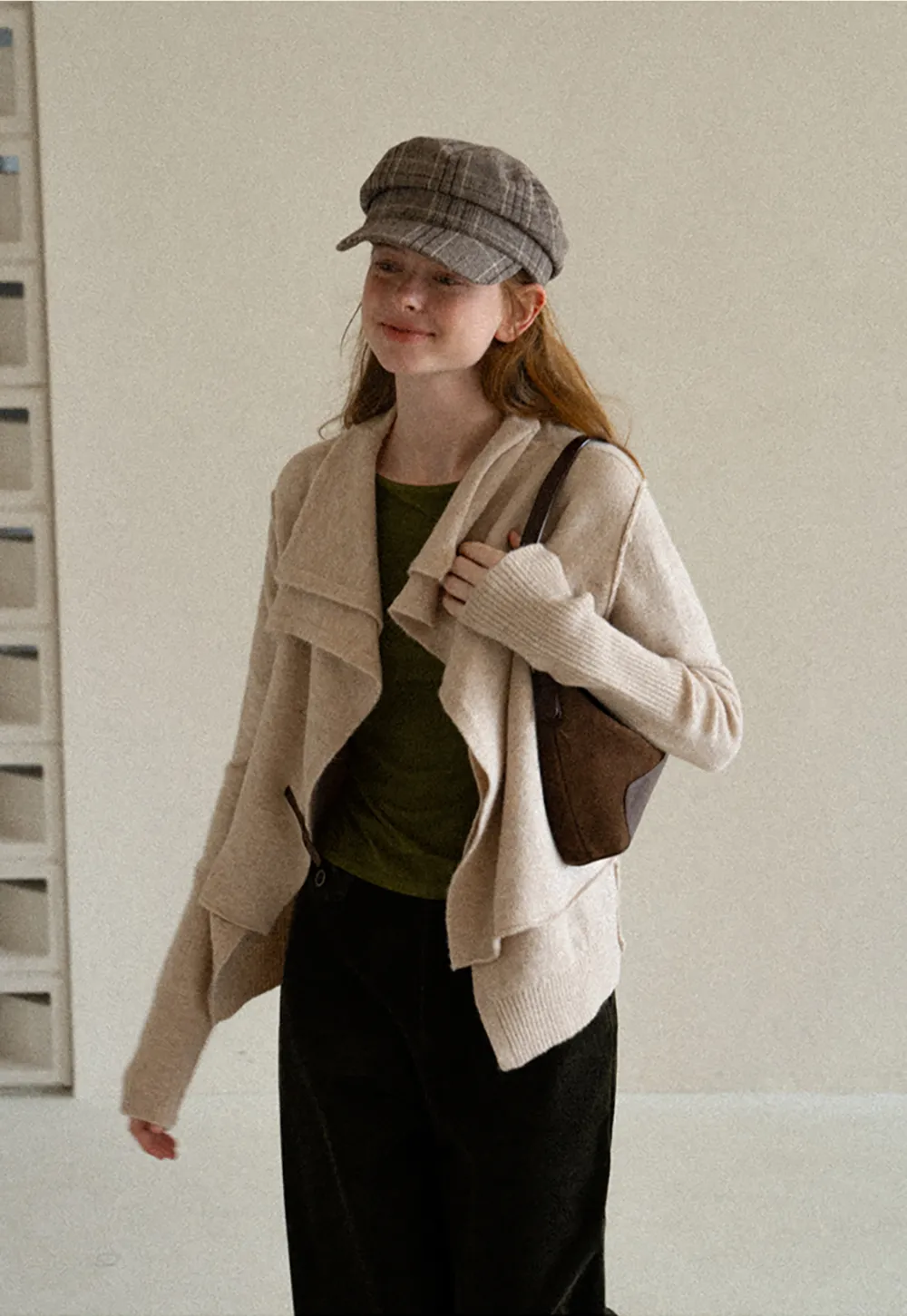 Asymmetrical Wrap Front Ribbed Knit Sweater