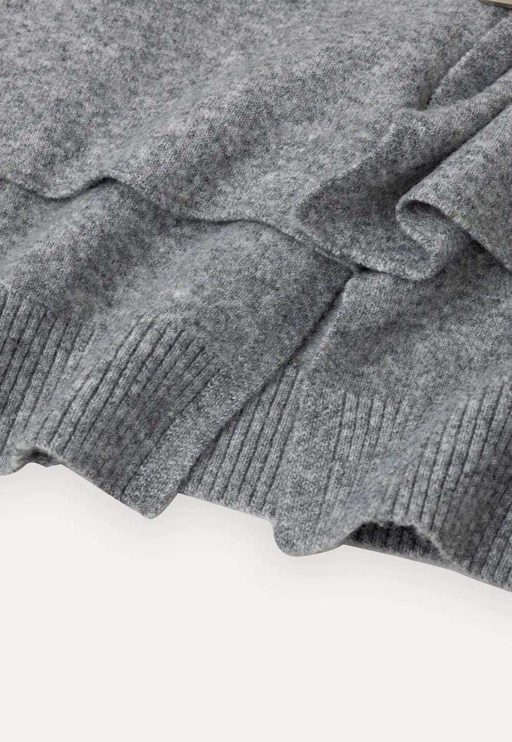 Asymmetrical Wrap Front Ribbed Knit Sweater