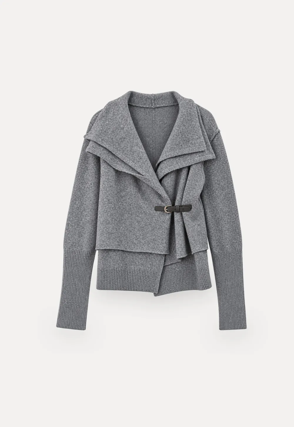 Asymmetrical Wrap Front Ribbed Knit Sweater