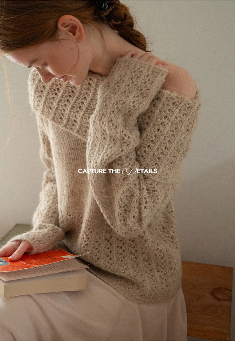 Open Shoulder Lace Knit Sweater