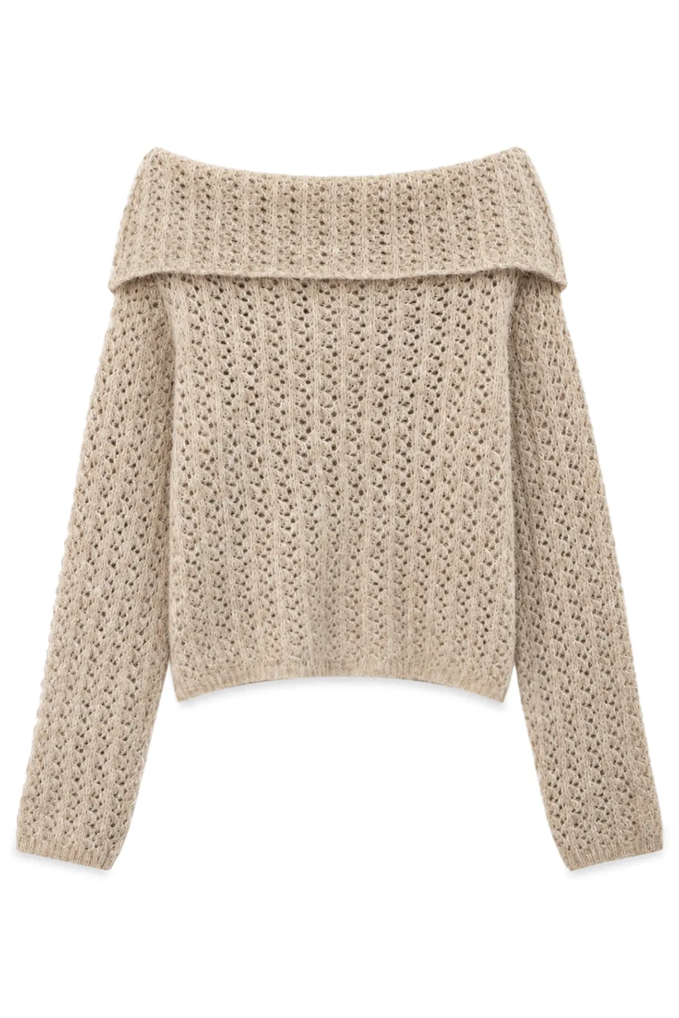 Open Shoulder Lace Knit Sweater