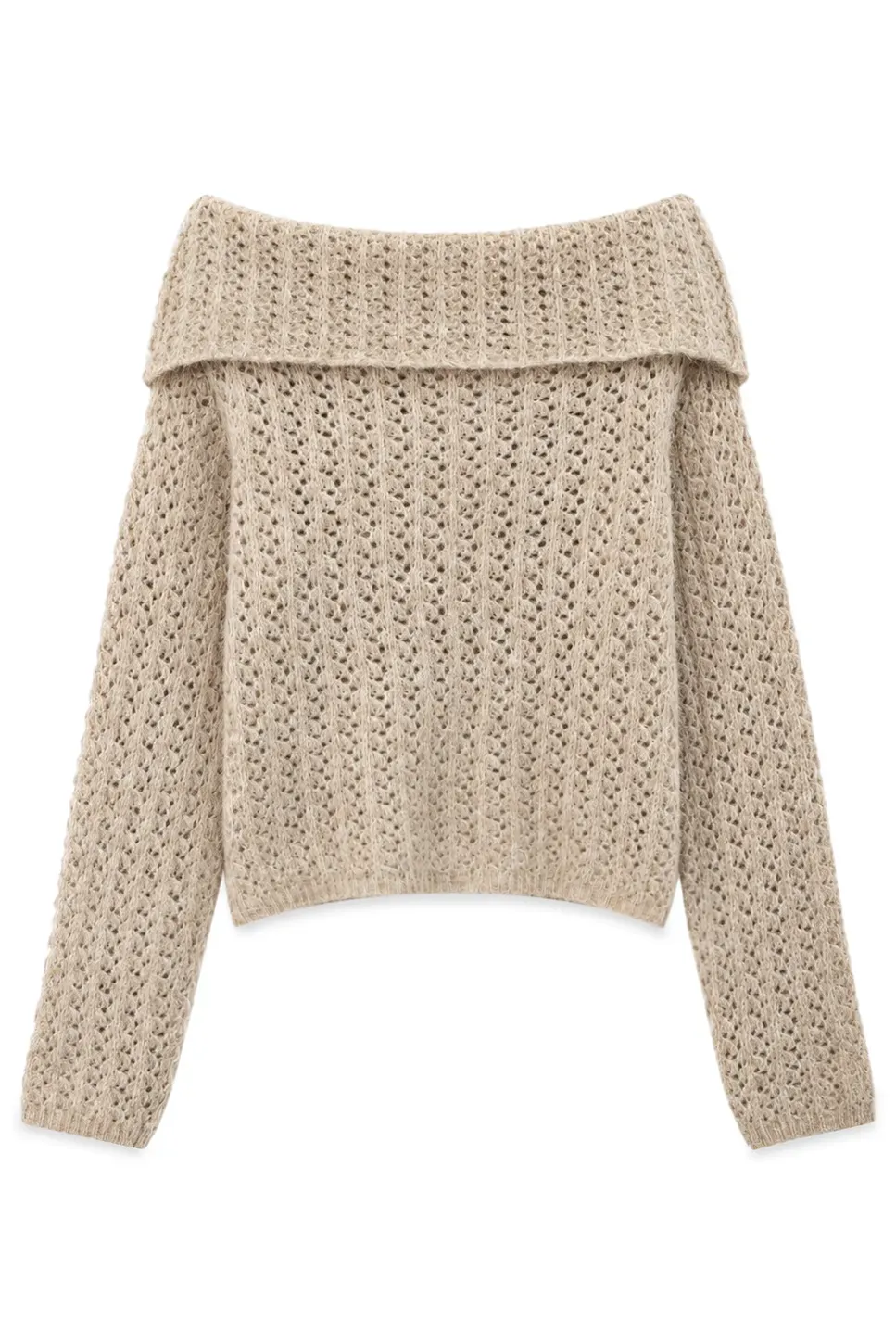 Open Shoulder Lace Knit Sweater