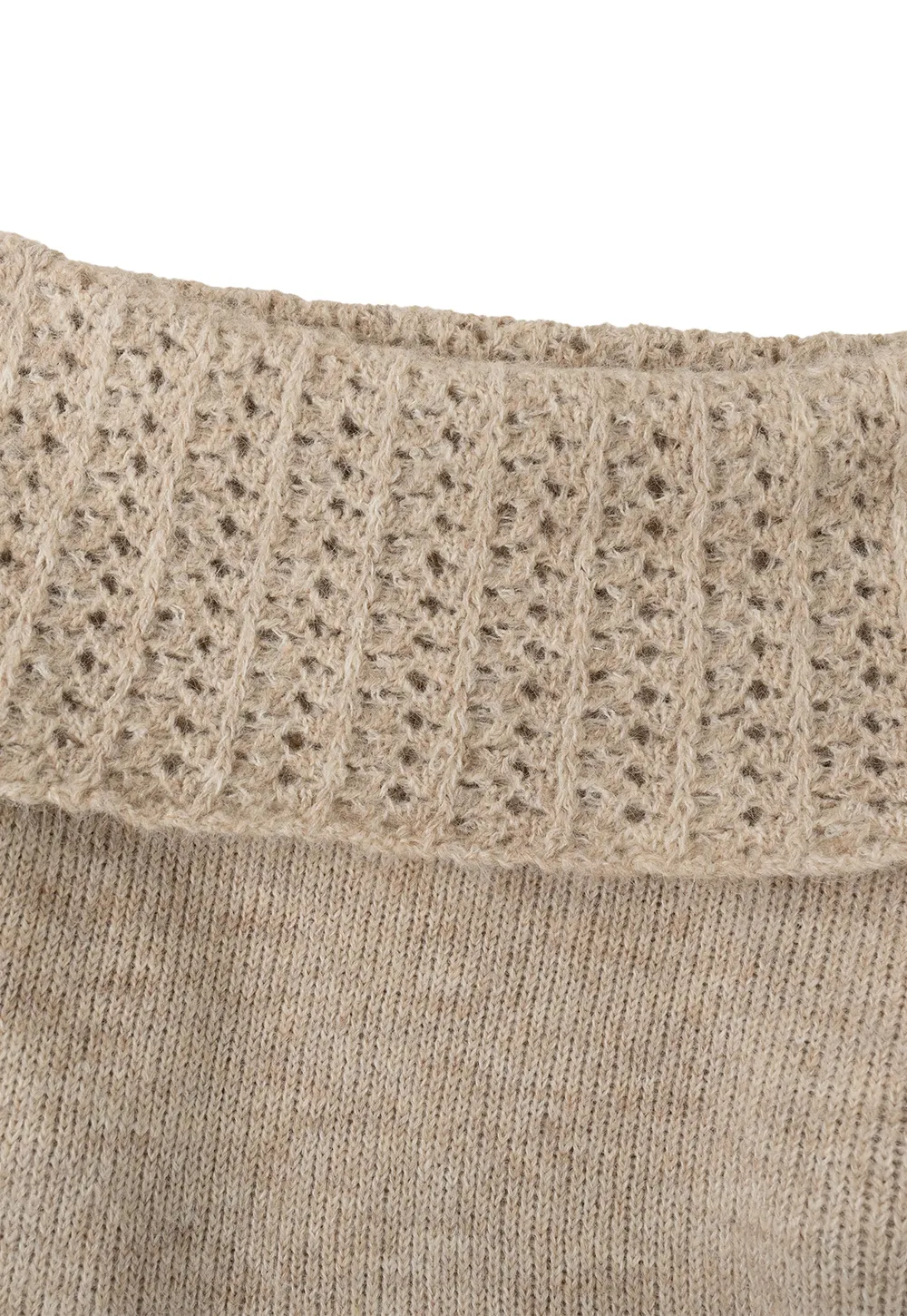 Open Shoulder Lace Knit Sweater