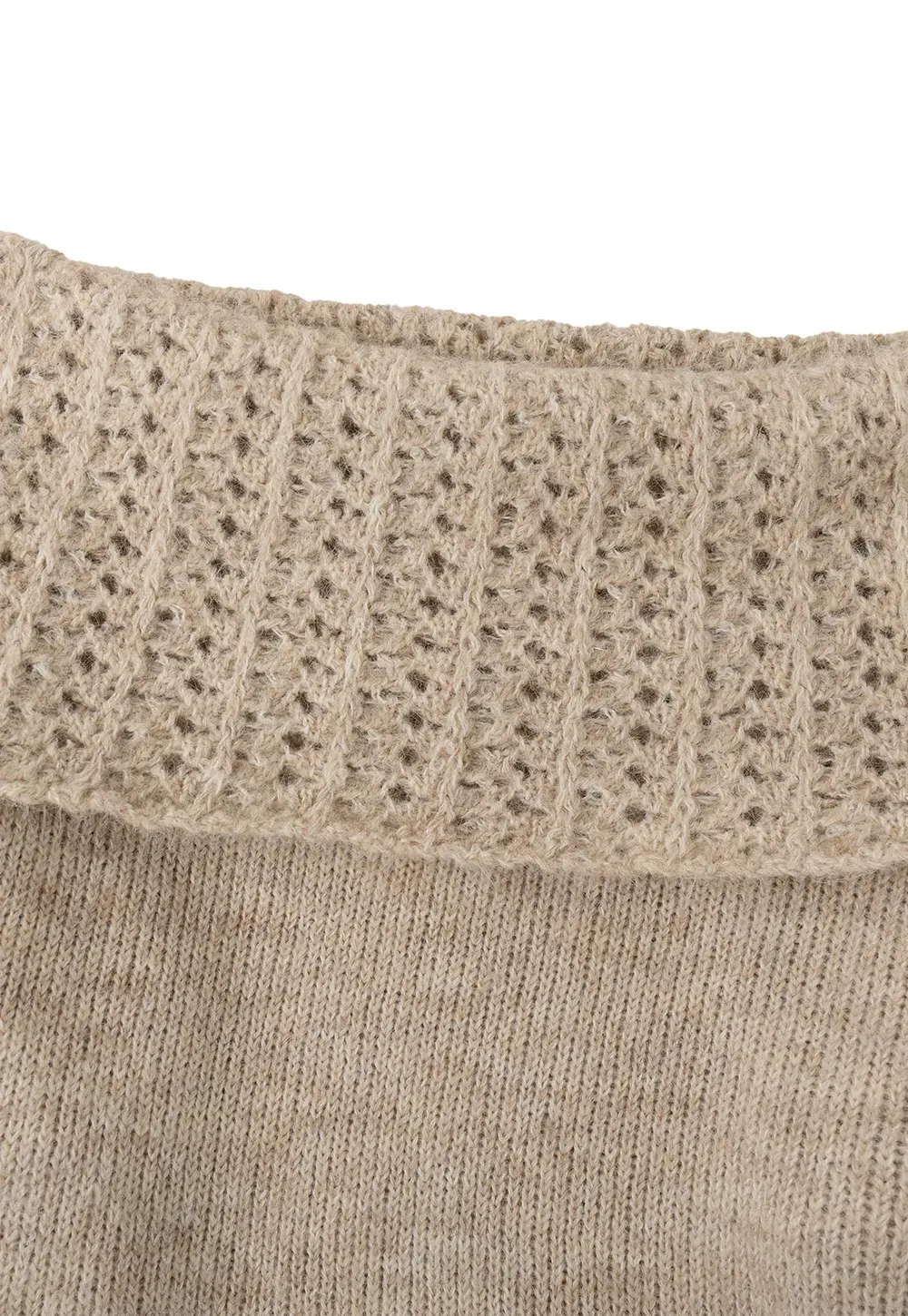 Open Shoulder Lace Knit Sweater