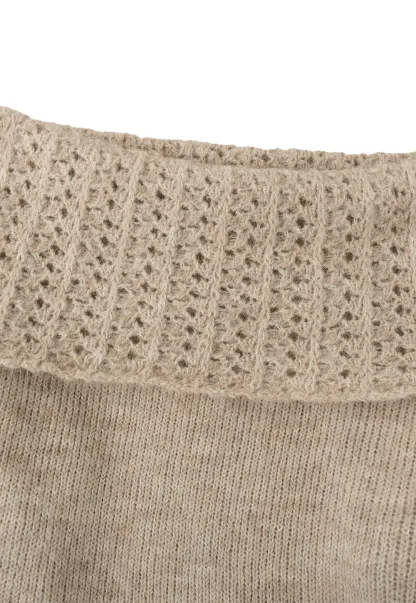Open Shoulder Lace Knit Sweater