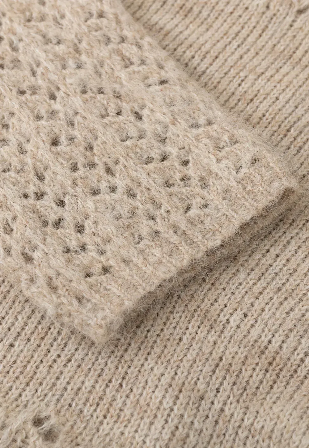 Open Shoulder Lace Knit Sweater