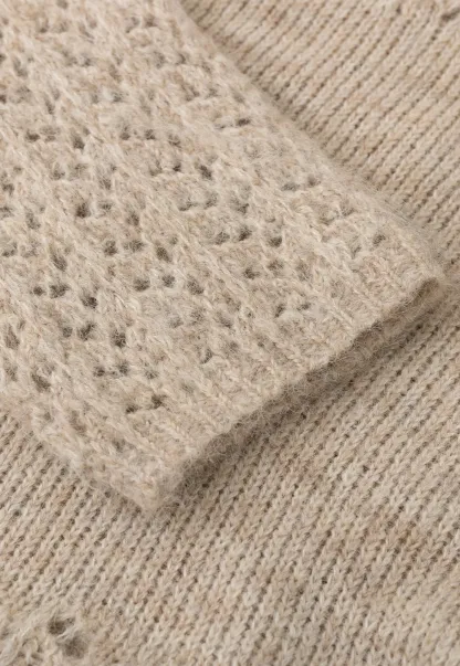 Open Shoulder Lace Knit Sweater