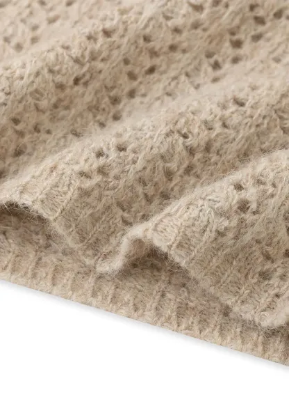 Open Shoulder Lace Knit Sweater
