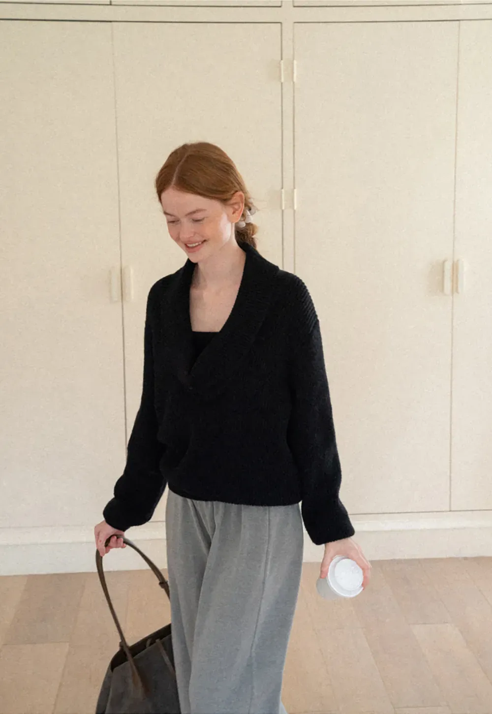 V Neck Wrap Front Knit Sweater