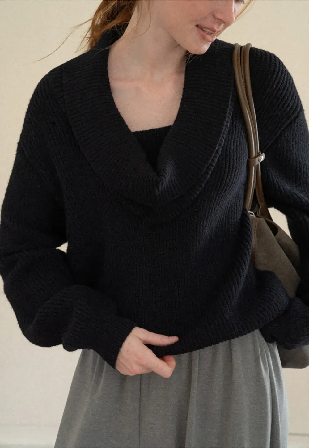 V Neck Wrap Front Knit Sweater