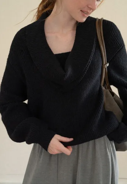 V Neck Wrap Front Knit Sweater
