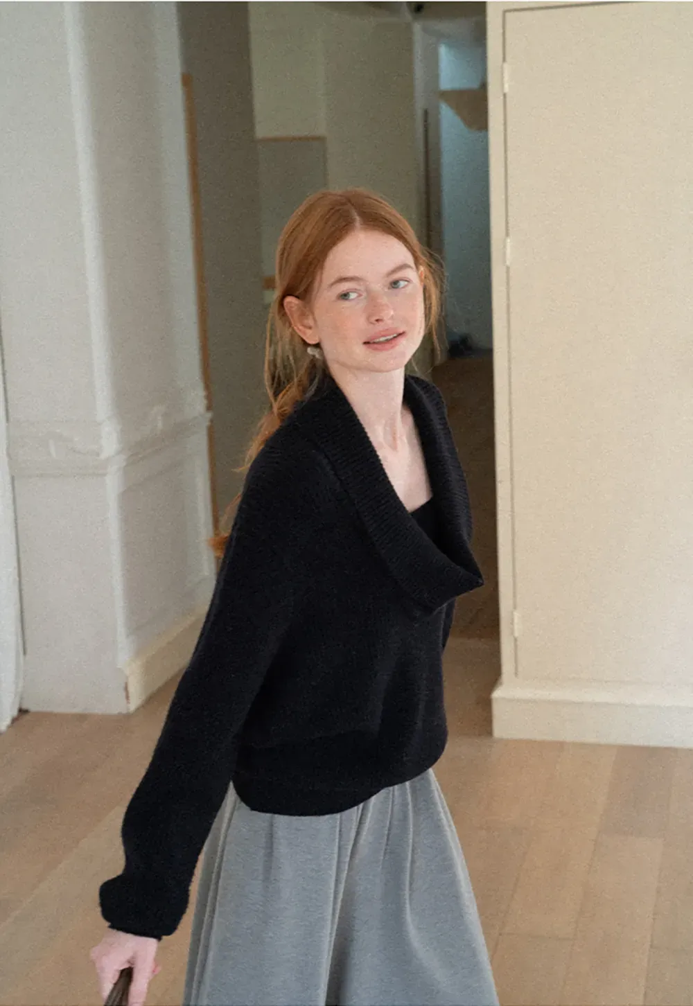 V Neck Wrap Front Knit Sweater