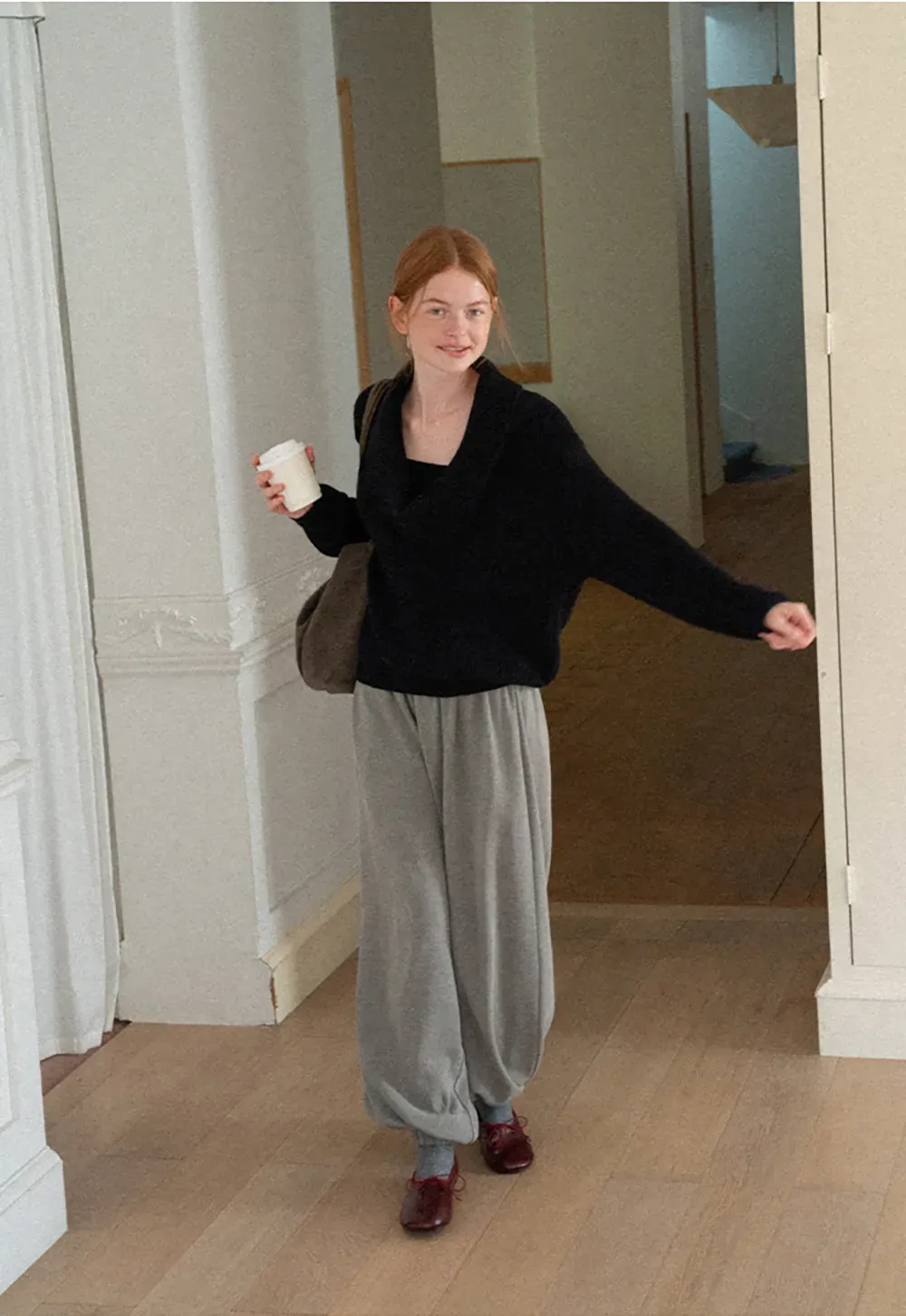 V Neck Wrap Front Knit Sweater