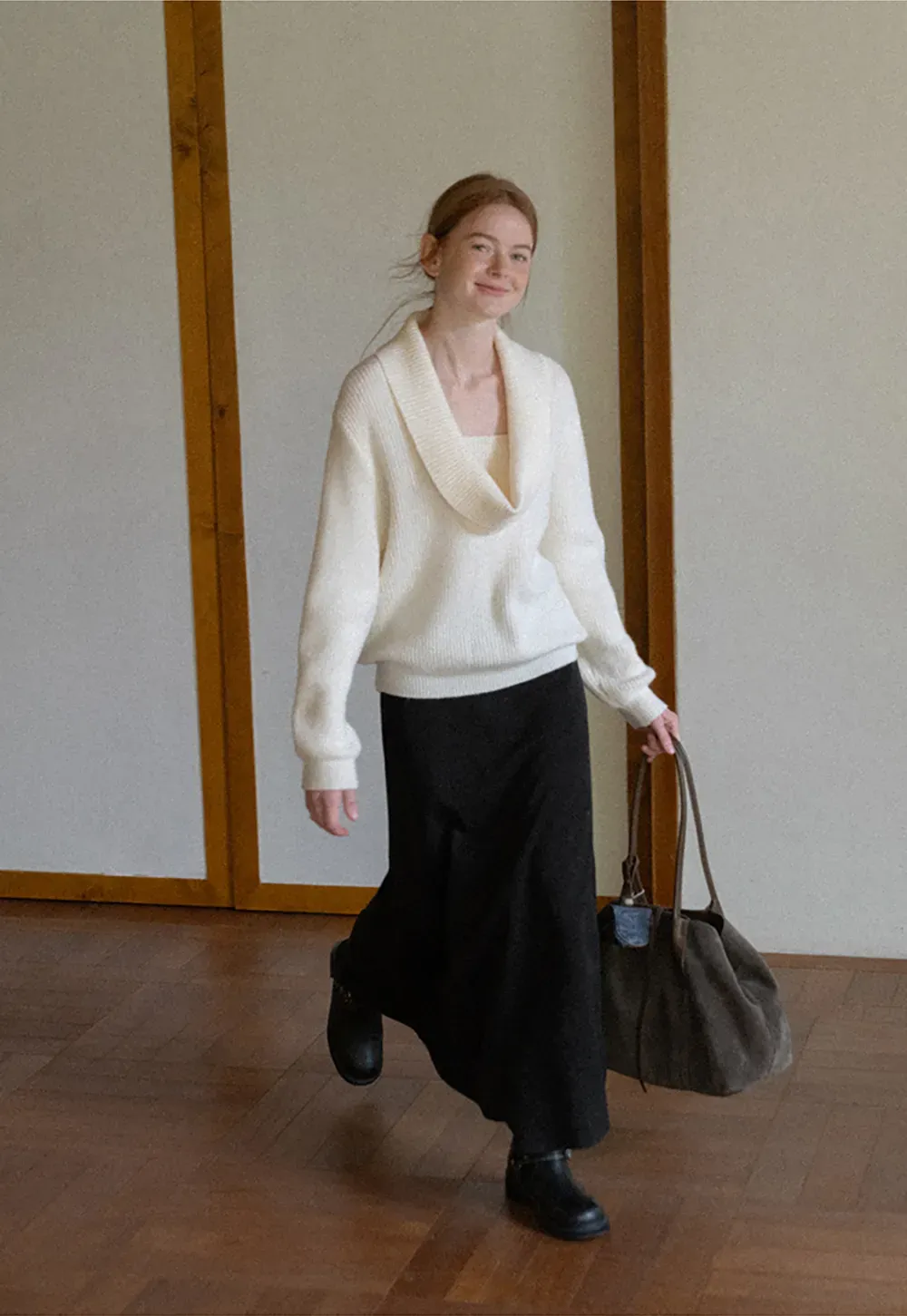 V Neck Wrap Front Knit Sweater