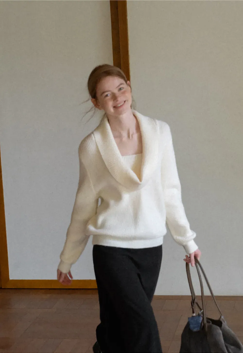 V Neck Wrap Front Knit Sweater