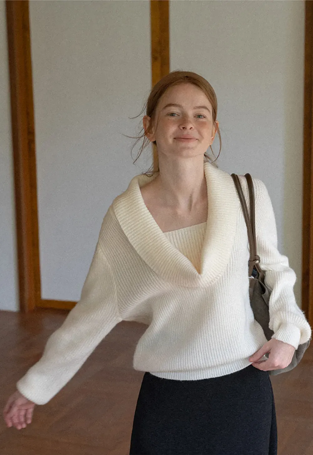 V Neck Wrap Front Knit Sweater