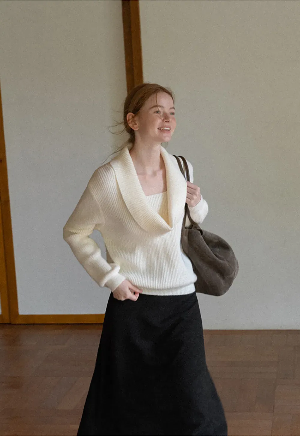 V Neck Wrap Front Knit Sweater