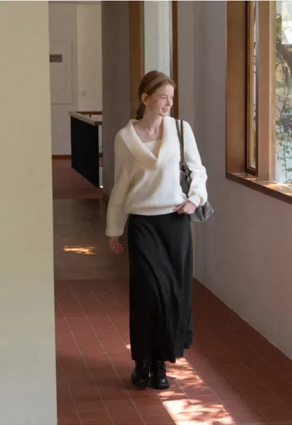 V Neck Wrap Front Knit Sweater