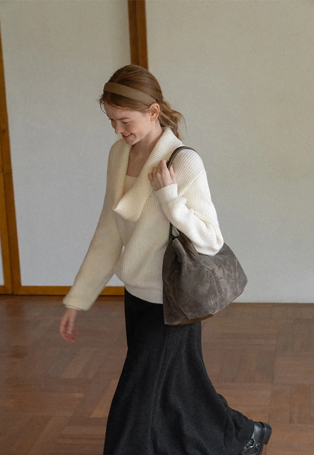 V Neck Wrap Front Knit Sweater