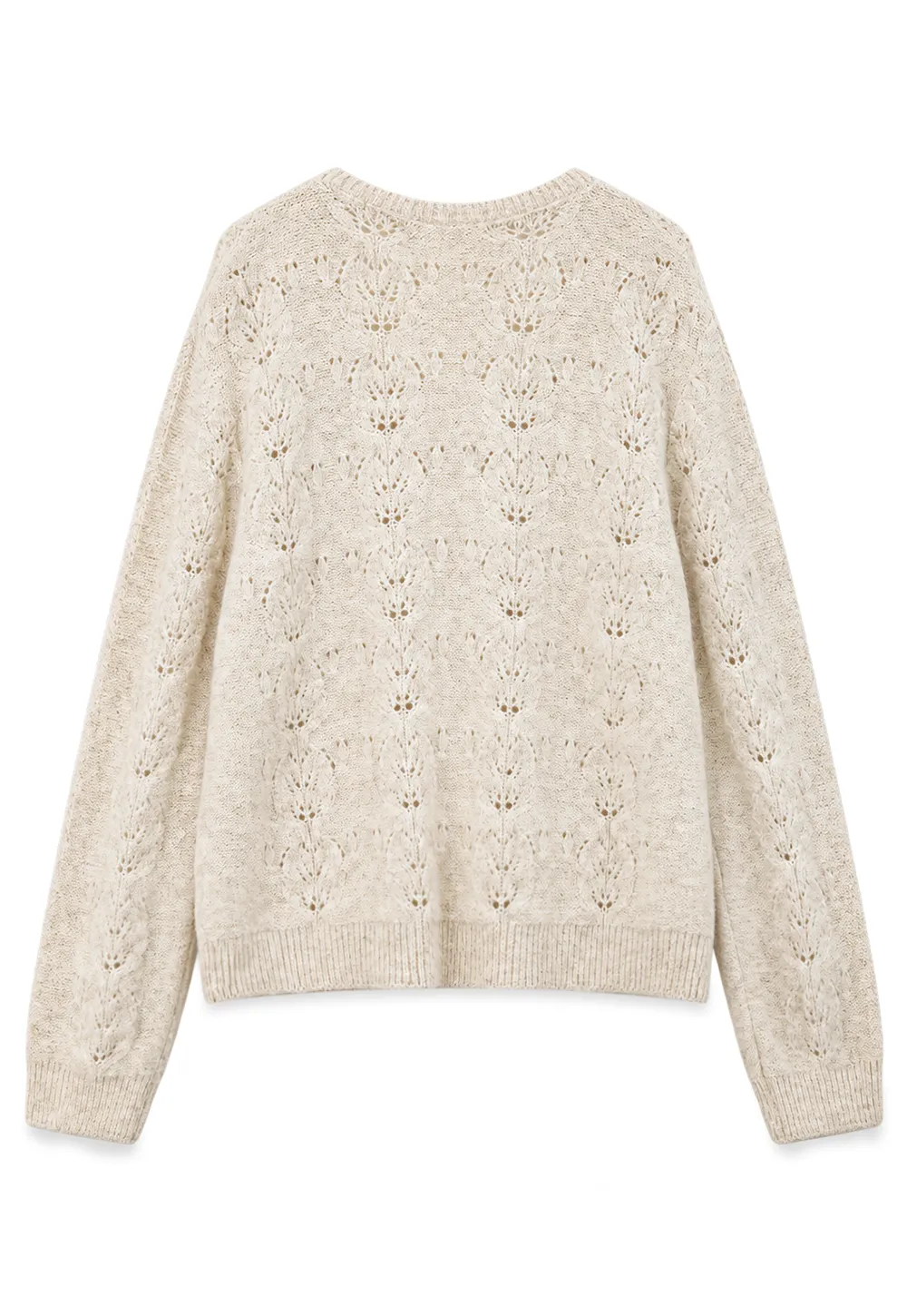 Lace Knit V Neck Drawstring Cardigan Sweater