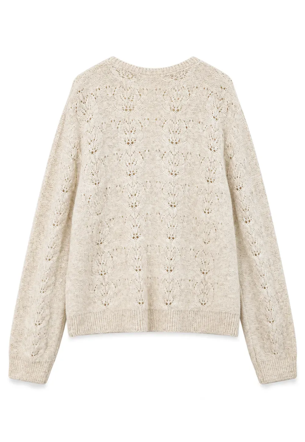 Lace Knit V Neck Drawstring Cardigan Sweater
