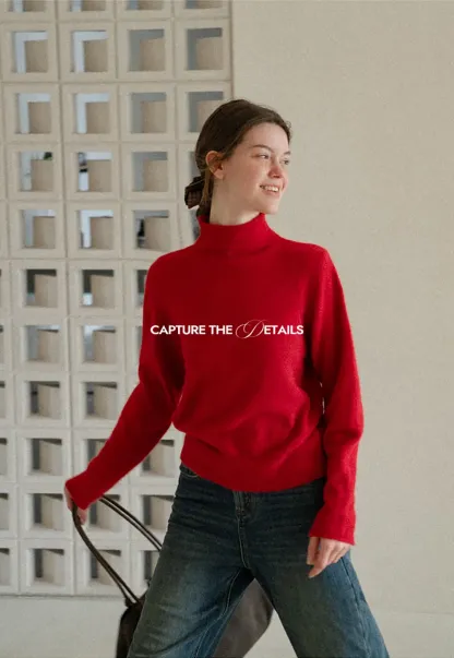 High Neck Ribbed Knit Sweater