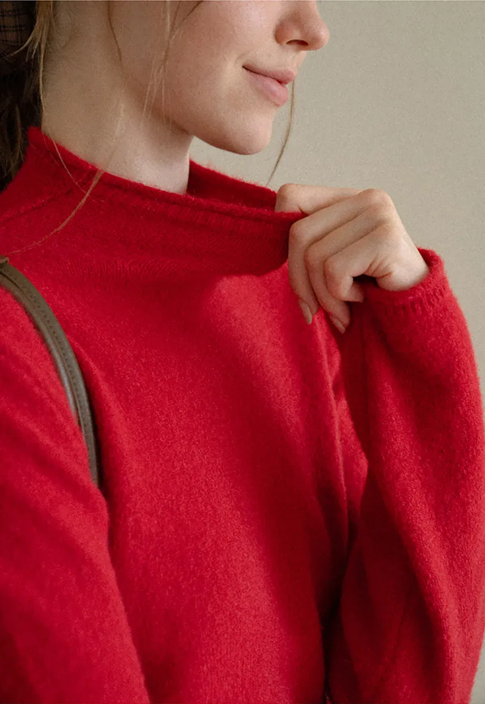 High Neck Ribbed Knit Sweater