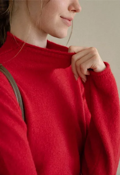 High Neck Ribbed Knit Sweater