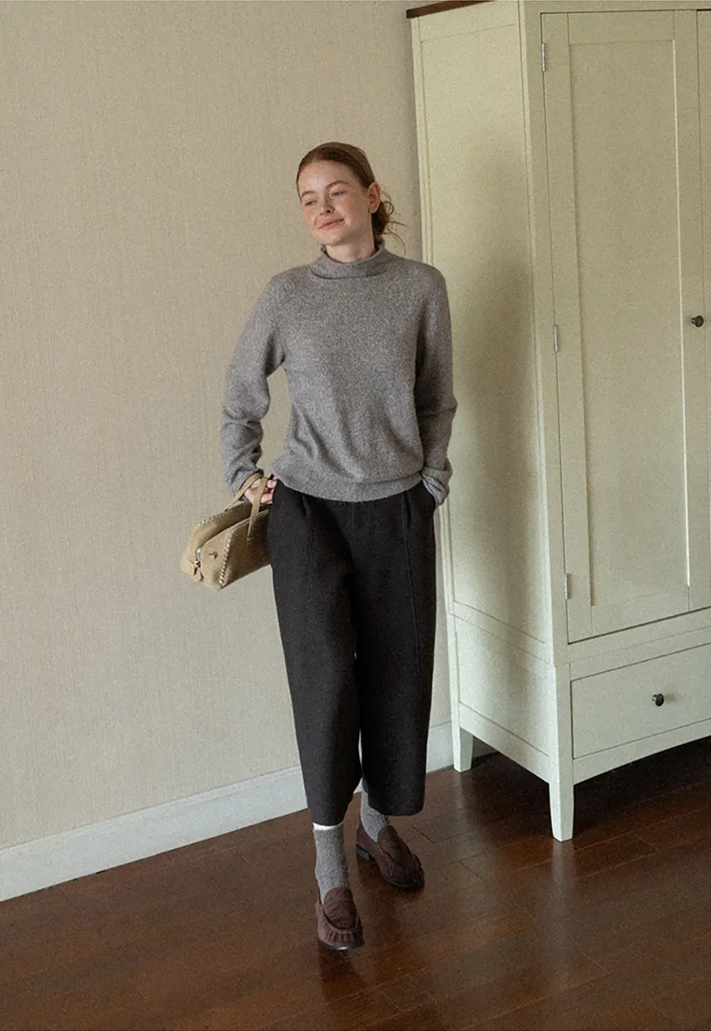 High Neck Ribbed Knit Sweater