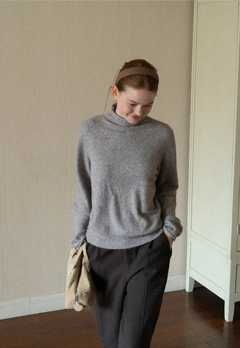 High Neck Ribbed Knit Sweater