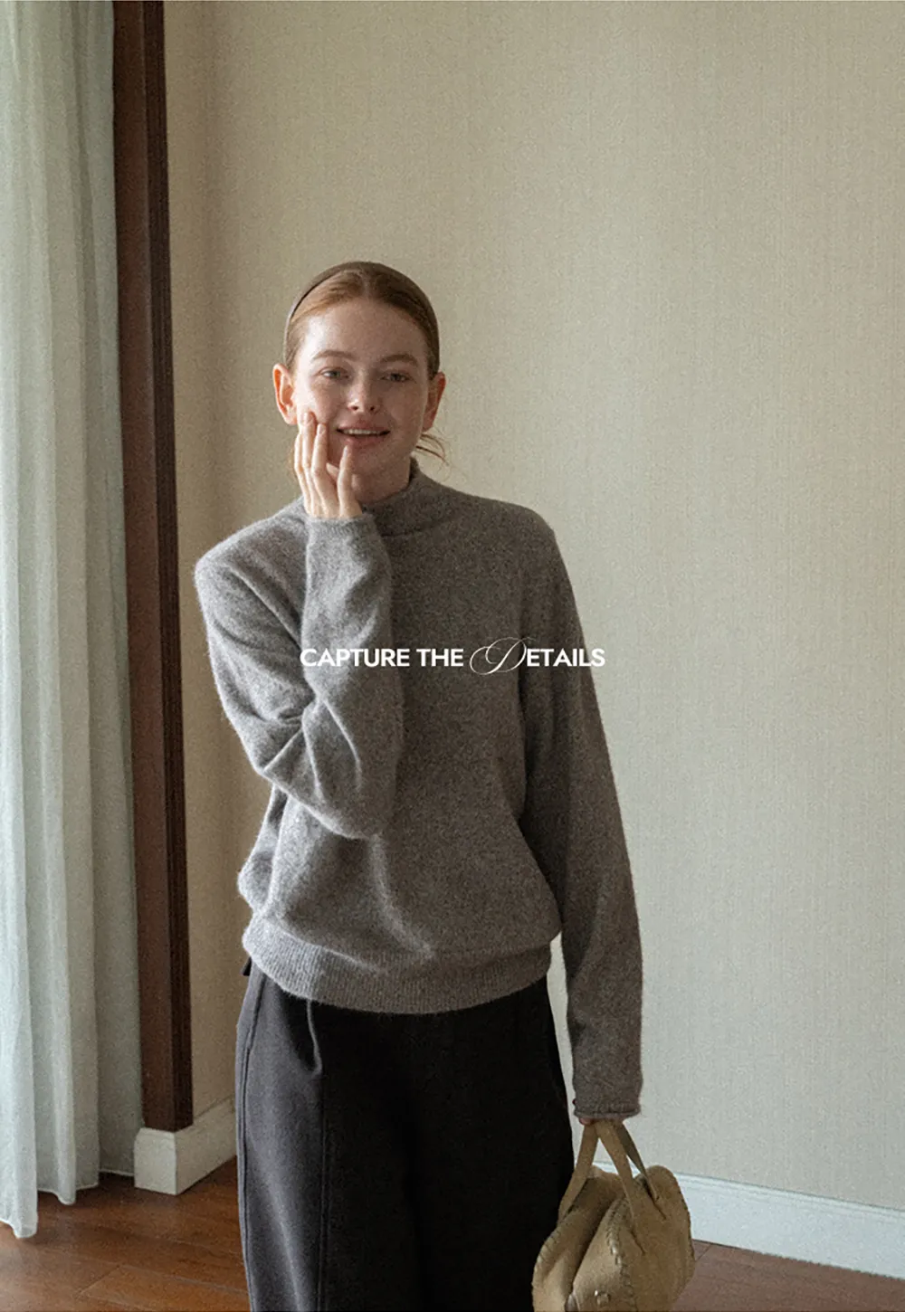 High Neck Ribbed Knit Sweater