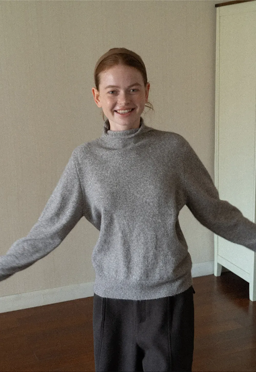 High Neck Ribbed Knit Sweater