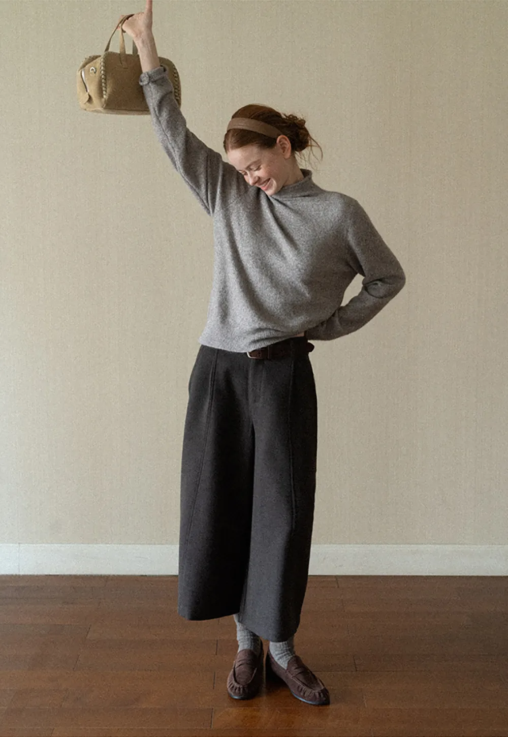 High Neck Ribbed Knit Sweater
