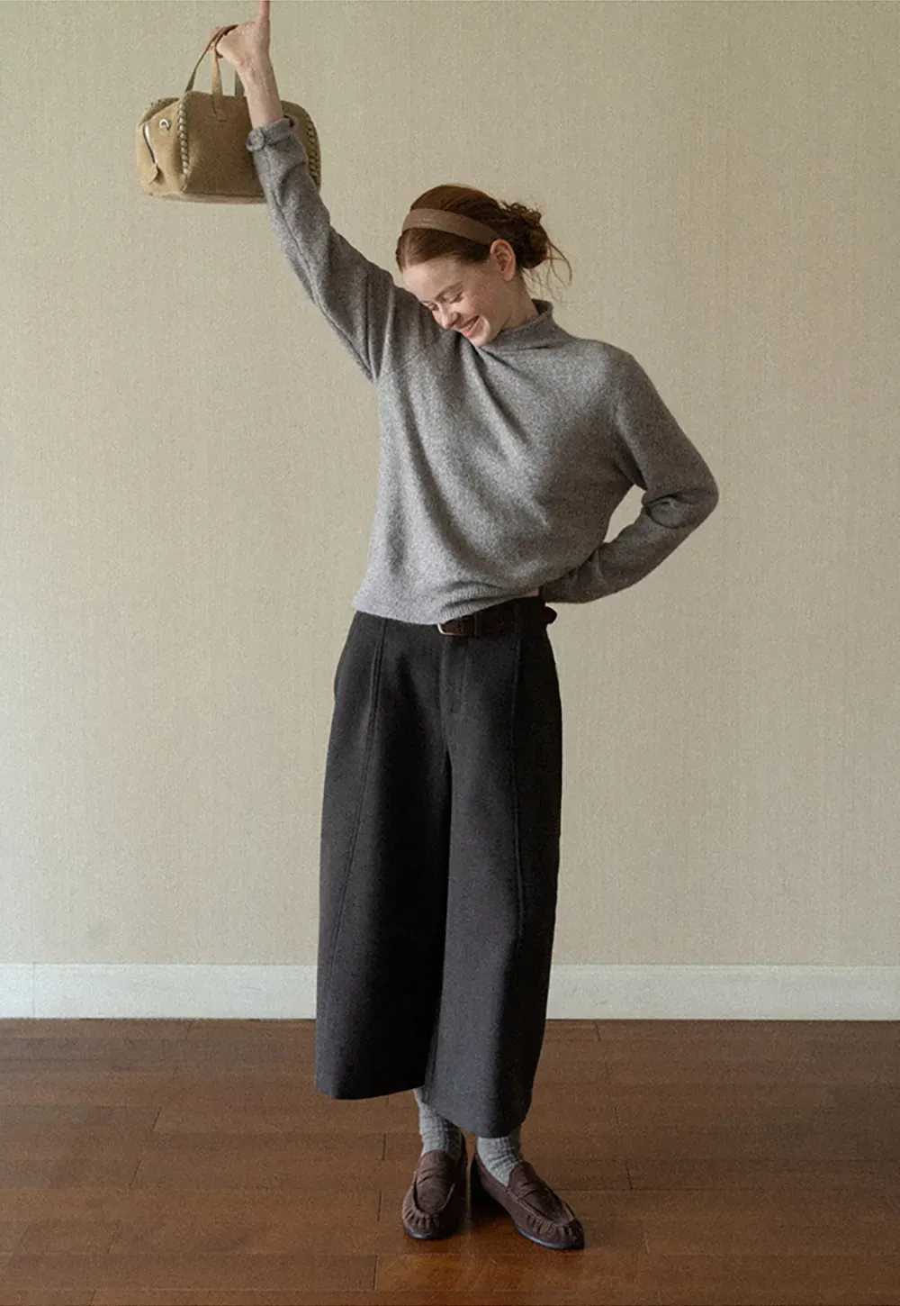 High Neck Ribbed Knit Sweater