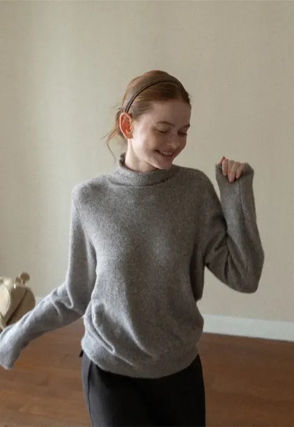 High Neck Ribbed Knit Sweater