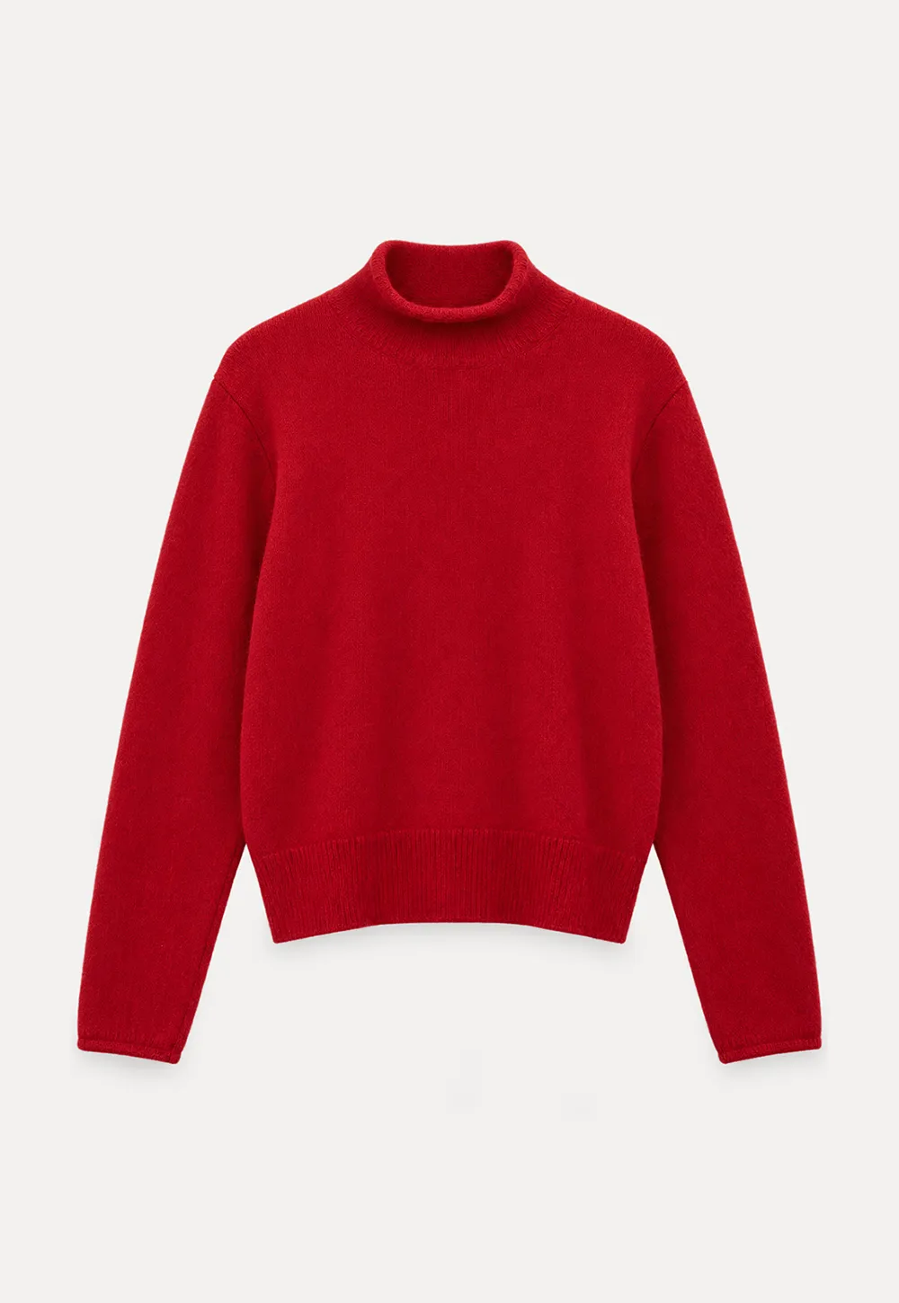 High Neck Ribbed Knit Sweater