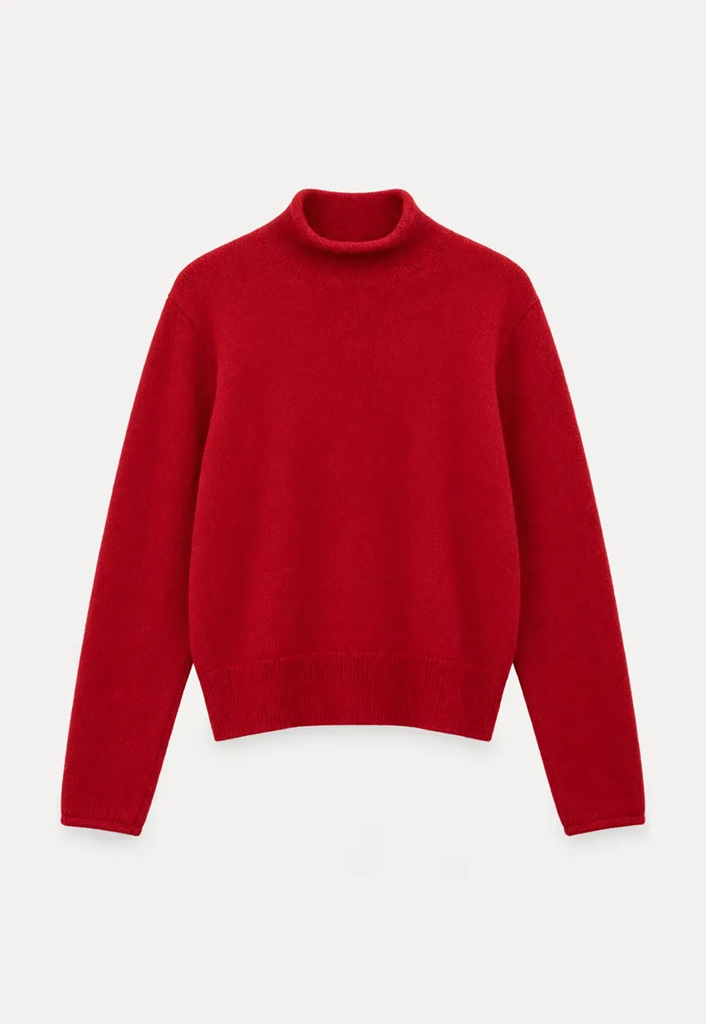 High Neck Ribbed Knit Sweater