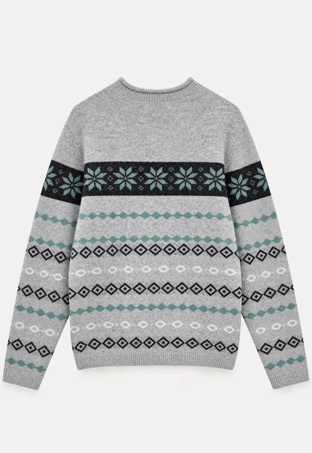 Fair Isle Patterned Half Turtleneck Knit Sweater