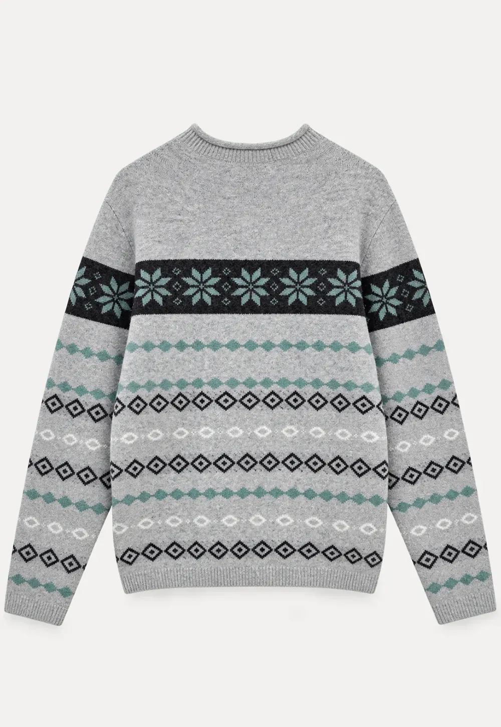 Fair Isle Patterned Half Turtleneck Knit Sweater