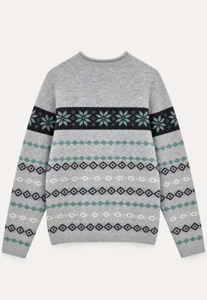 Fair Isle Patterned Half Turtleneck Knit Sweater