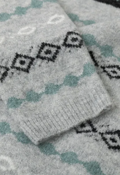 Fair Isle Patterned Half Turtleneck Knit Sweater