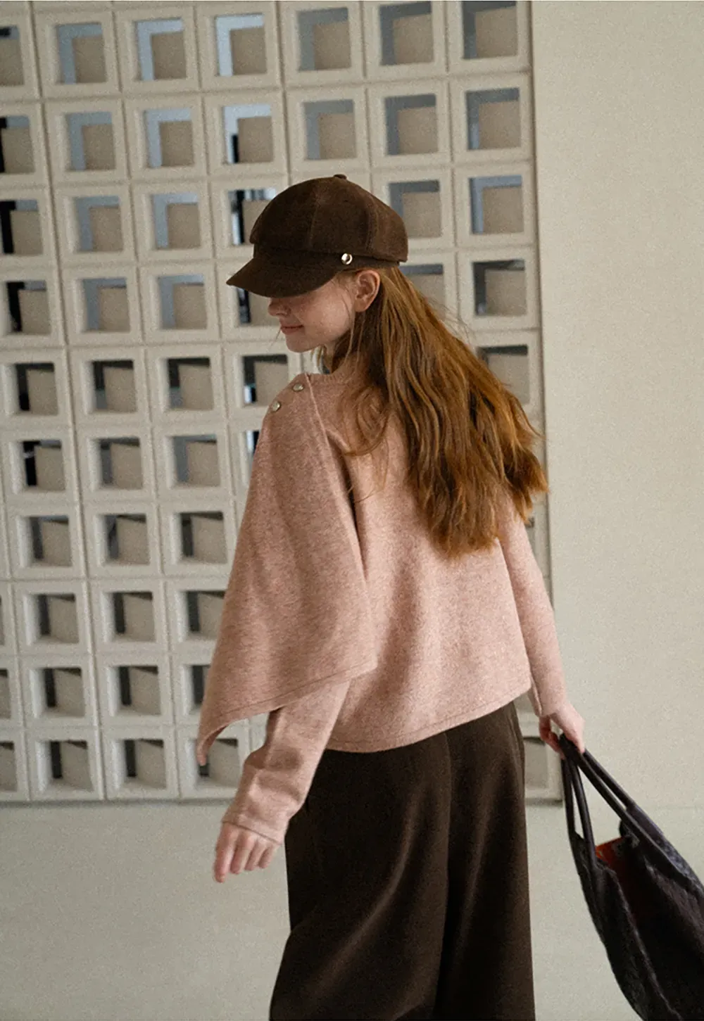 Asymmetrical Draped Cowl Neck Knit Sweater