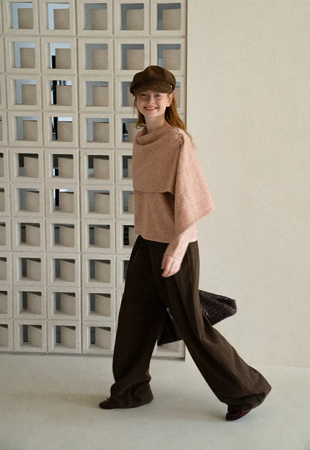 Asymmetrical Draped Cowl Neck Knit Sweater