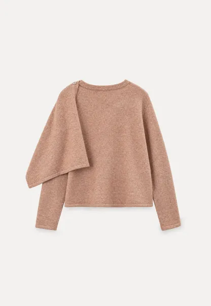 Asymmetrical Draped Cowl Neck Knit Sweater