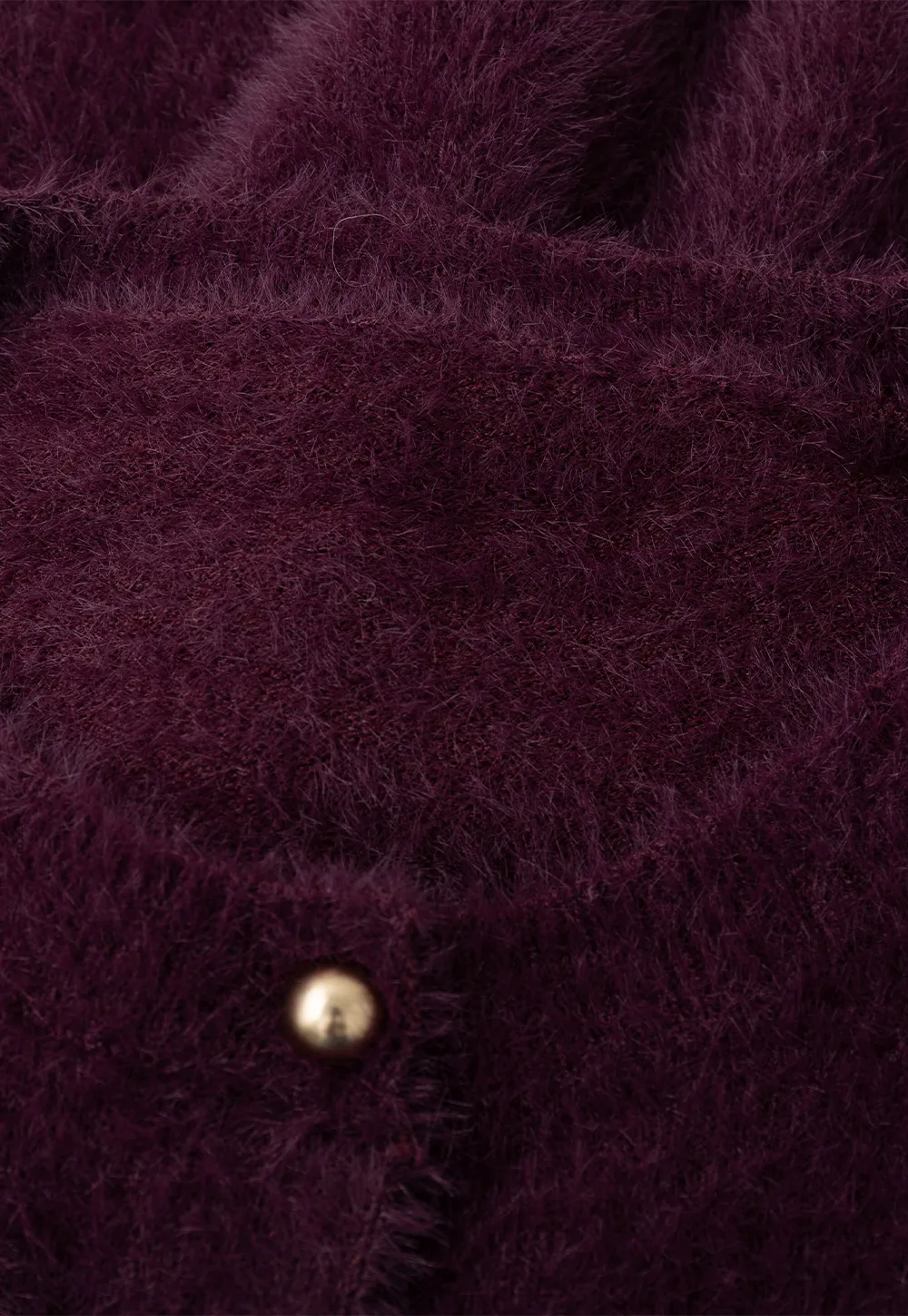 Fluffy Mohair Cardigan with Velvet Bow and Gold Buttons