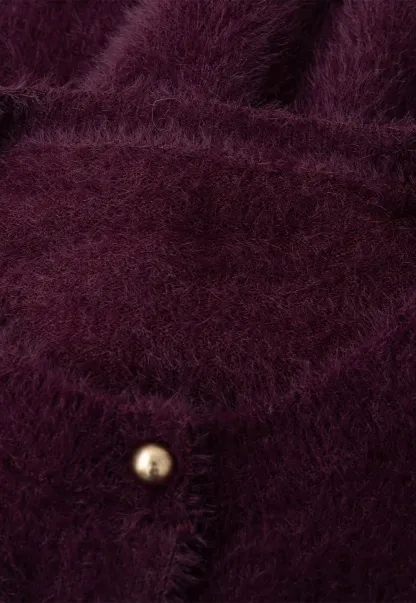 Fluffy Mohair Cardigan with Velvet Bow and Gold Buttons